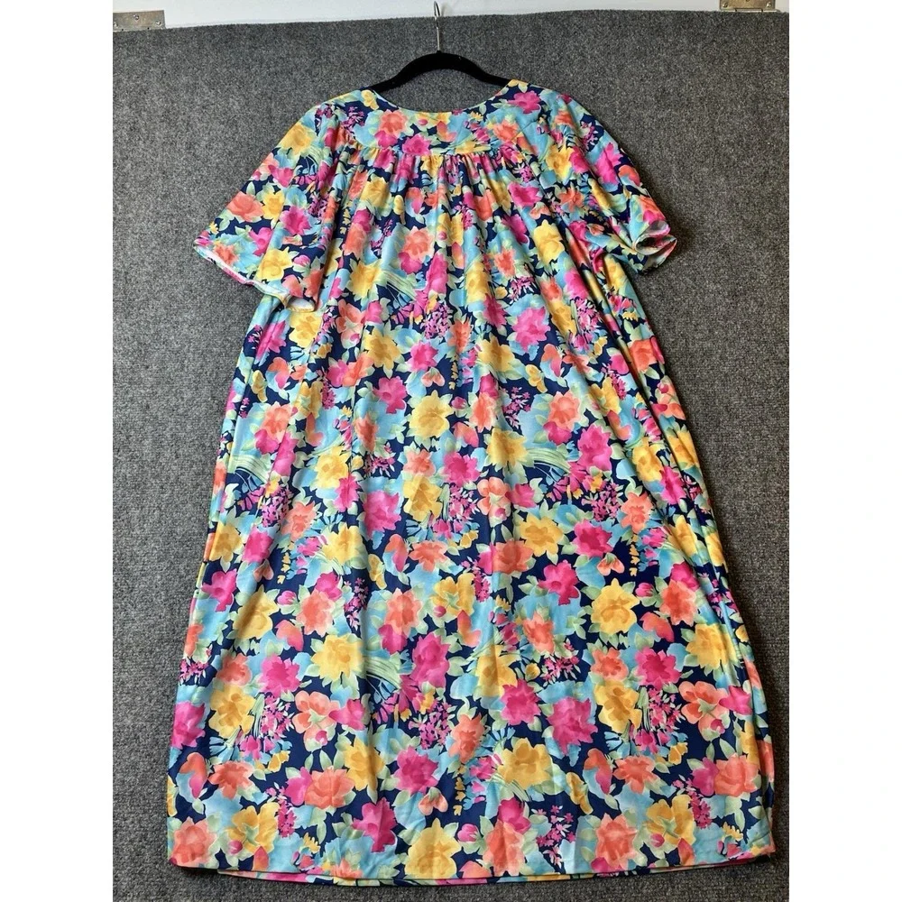Anthony Richards Muumuu House Dress Large Floral Grannycore Lounge Made USA